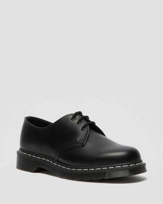 Zapatos De Vestir Dr. Martens 1461 White Stitch Mujer Negros MX-61704